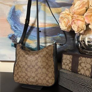 Coach Tan and Black Signature Shoulder Bag + Wallet